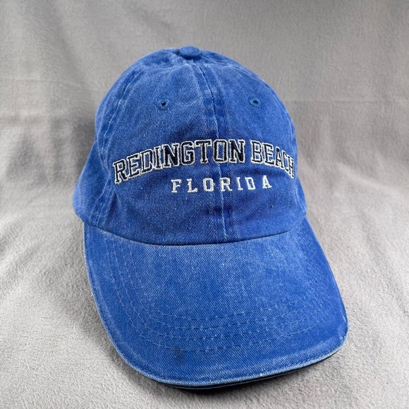 Redington Beach Florida Hat Mens Adjustable Blue Strap Back Dad Cap Logo Denim - Picture 1 of 10